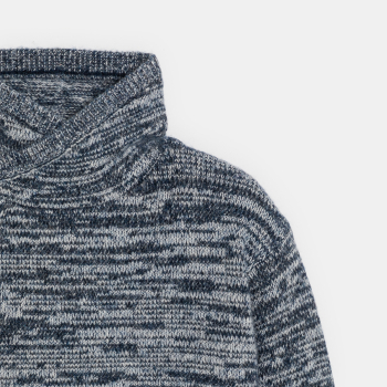 سترة للأولاد باللون الرمادي المرقط ذات الياقة الملتوية